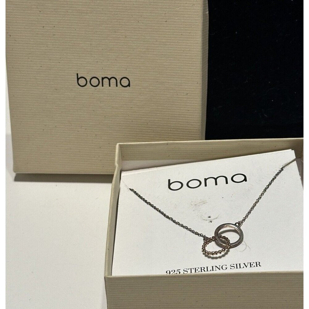 Boma Deluxe Dot Circle Pendant Necklace 925 Sterling Silver Patina